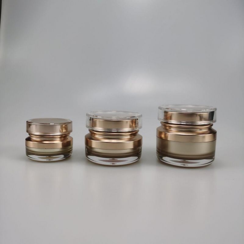 Empty Luxury Acrylic Skincare Plastic Double Wall Cosmetic Face Cream Plastic Jars with Lids Packaging 10g 30g 50g