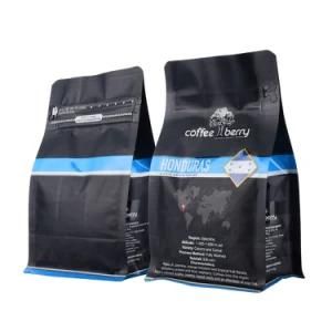 250g 340g 500g Black Matt Ground Coffee Flat Bottom Valve Bags with Zipper Aluminum Foil Mylar Bag Coffee Pouch with Custom Logo Printing
