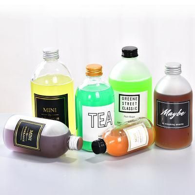270ml 500ml Round Frosted Ice Cold Pressed Juice Milk Beverage Bottle Glass with Metal Cap 12 Oz 16 Oz