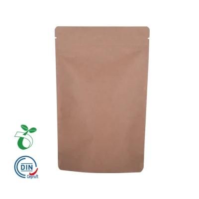 Dried Snack Food Packaging 100% Biodegradable Compostable Kraft Paper Bag with Window