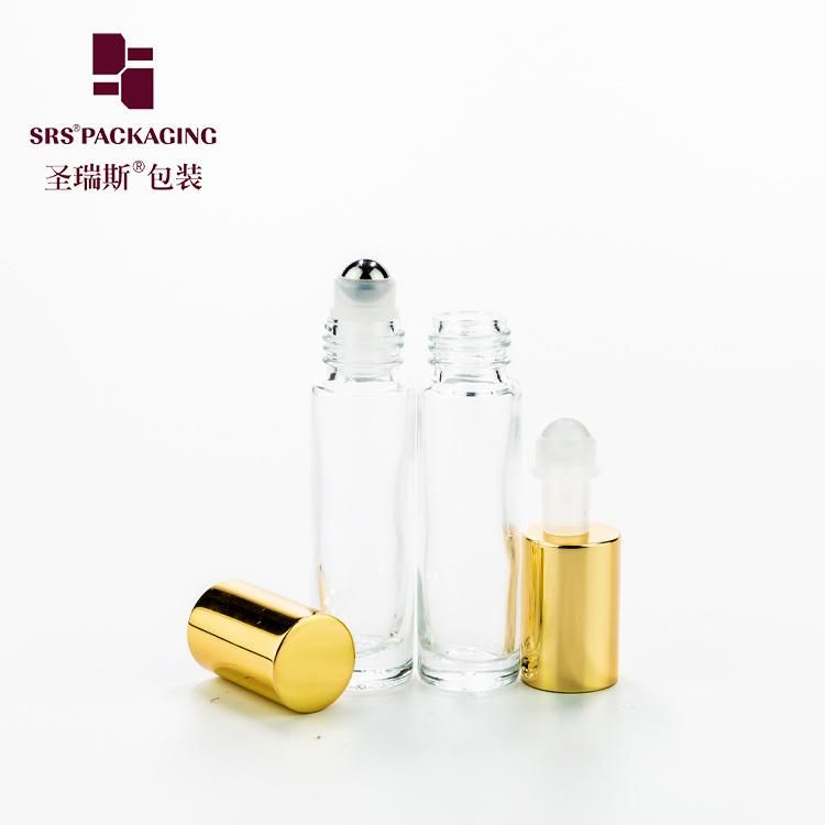 Perfume Essential Oil Packaging 5ml 6ml 8ml 10ml Black Clear Amber Green Blue Cosmetic Roll on Glass Roller Bottle with Roller Ball Gold Aliminum Cap
