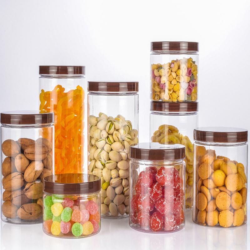 Round Shape Plastic Jar Clear Food Storage Transparent Plastic Can