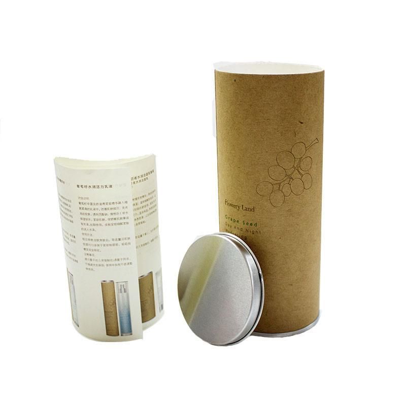 Custom Printing Brown Kraft Paper Round Tube Packaging Box with Iron Lid