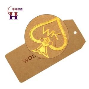 Custom Design Gold Foil Hot Stamp Logo Label Craft Cardboard Paper Price Swing Hang Tags for Clothing
