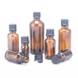 Brown Empty Cosmetic 30ml 50ml Vial Essential Oil Eliquid Glass Bottle with Plastic Orifice Reducer Tamper Evident Cap