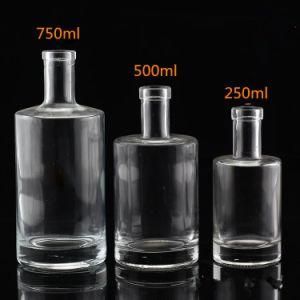 750 Ml Whisky Spirit Vodka Glass Bottles with Bar Top Finish
