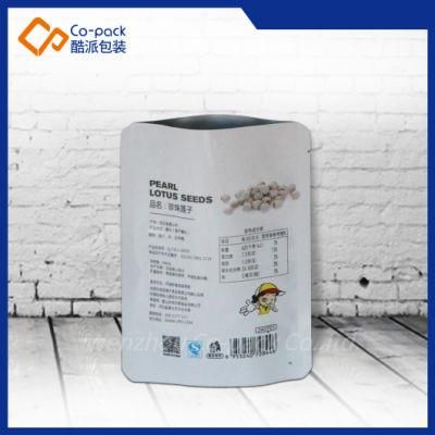 Stand up 3 Side Plastic Tear Notch Food Packaging Bag