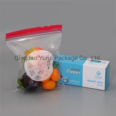 Custom Design Food Grade Resealable Quart Size Ziplock Bag in Retail Box