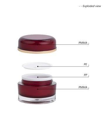 Hot Sales 15ml 30ml 50ml 100ml Round Red Cosmetic Acrylic Cream Jar