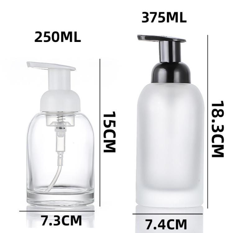 Hand Washing Glass Shampoo Bottles Body Wash Liquid Soap Dispenser Pump Bottle 250ml 375ml