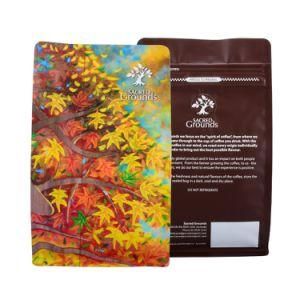 500g Matte Finish Coffee Bags Flat Bottom Food Packaging Coffee Bean Packaging Bag with Valve and Zipper