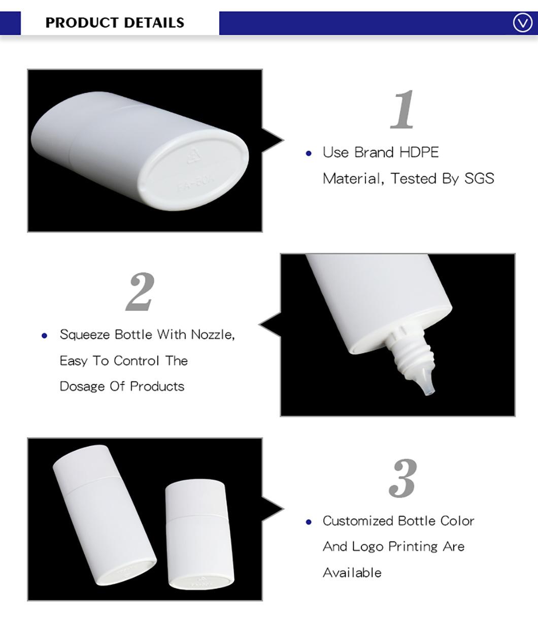 30ml Empty Plastic Dropper Nozzle Bottle White Sun Cream Container Bottles