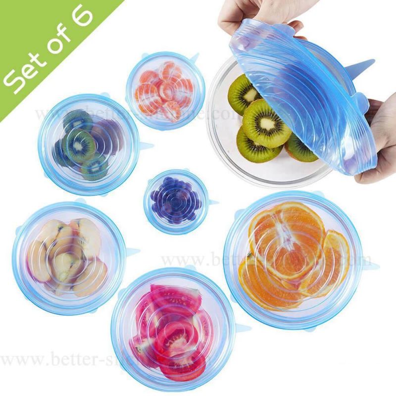 6 Pack Silicone Refrigerator Fruit and Vegetable Stretchy Food Lids