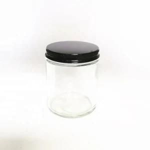 Clear Empty Glassware 250ml 8oz Straight Sided Glass Candle Jar with Black Metal Screw Lid Wholesale