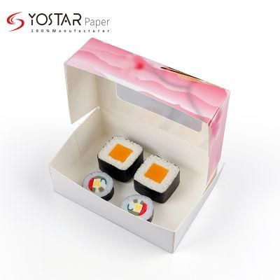 Printed White Cardboard Paper Sushi Foods Packing Box with Window