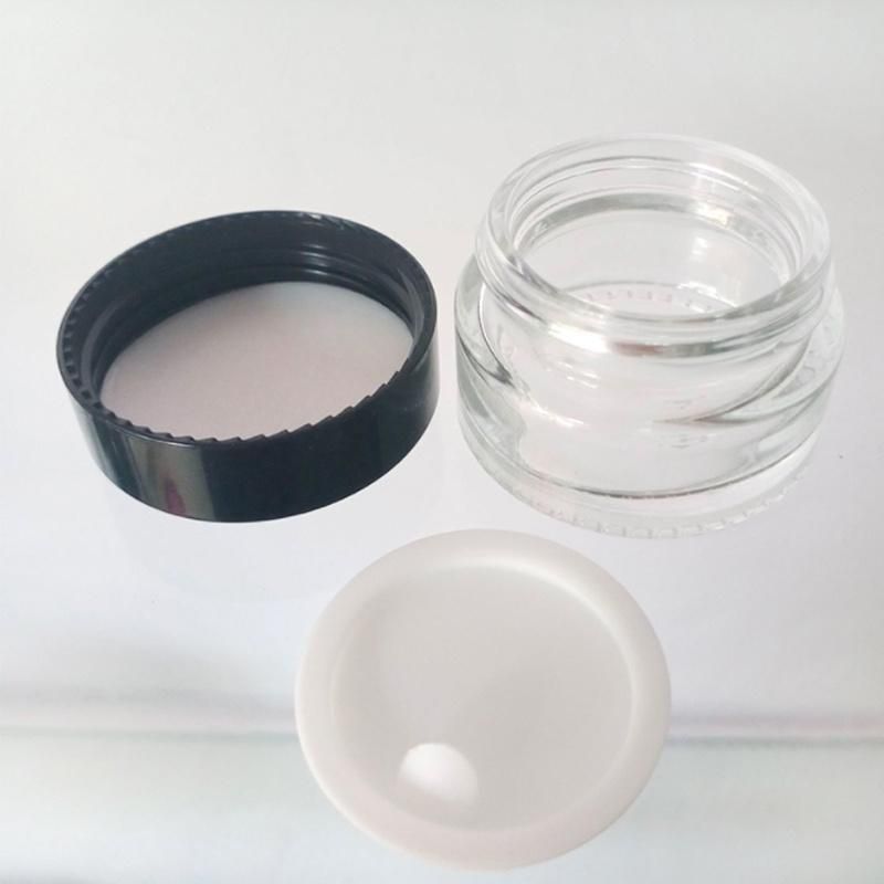 Customize 3G 5g 10g Sample Cosmetic Cream Jar Packaging Glass Clear Frosted Jars with Black Lid