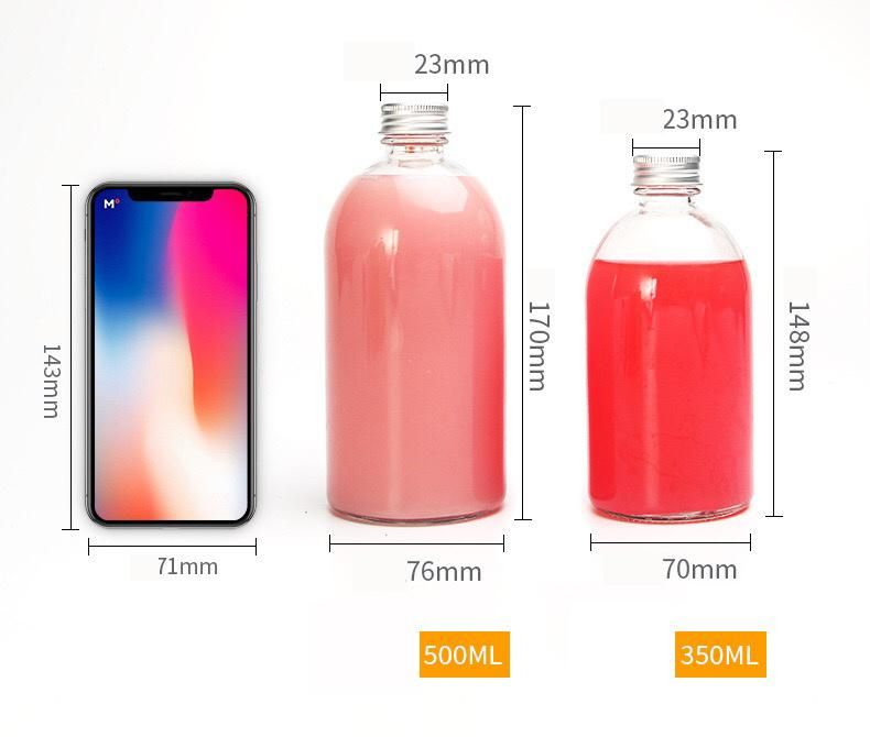 350ml 500ml Simple Beverage Bottle with Aluminium Lid for Fruit and Vegetable Juice Wine