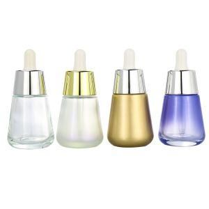 Free Sample Bottle 15 Ml 30 Ml Transparent Glass Bottle with Rose Gold Press Pump Lid Dropper Cap