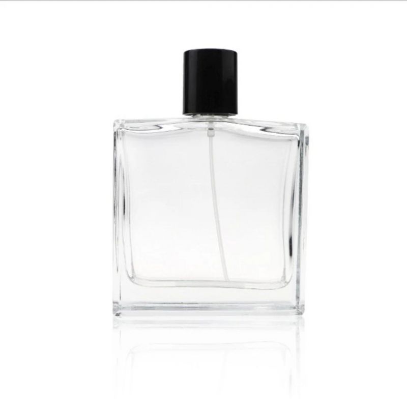 100ml Flat Square Glass Perfume Bottle with Metal Spray Head