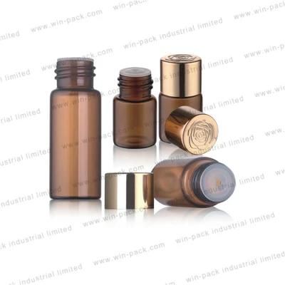 Luxury Amber Glass Bottle with Aluminum or Gold Cap and Stopper