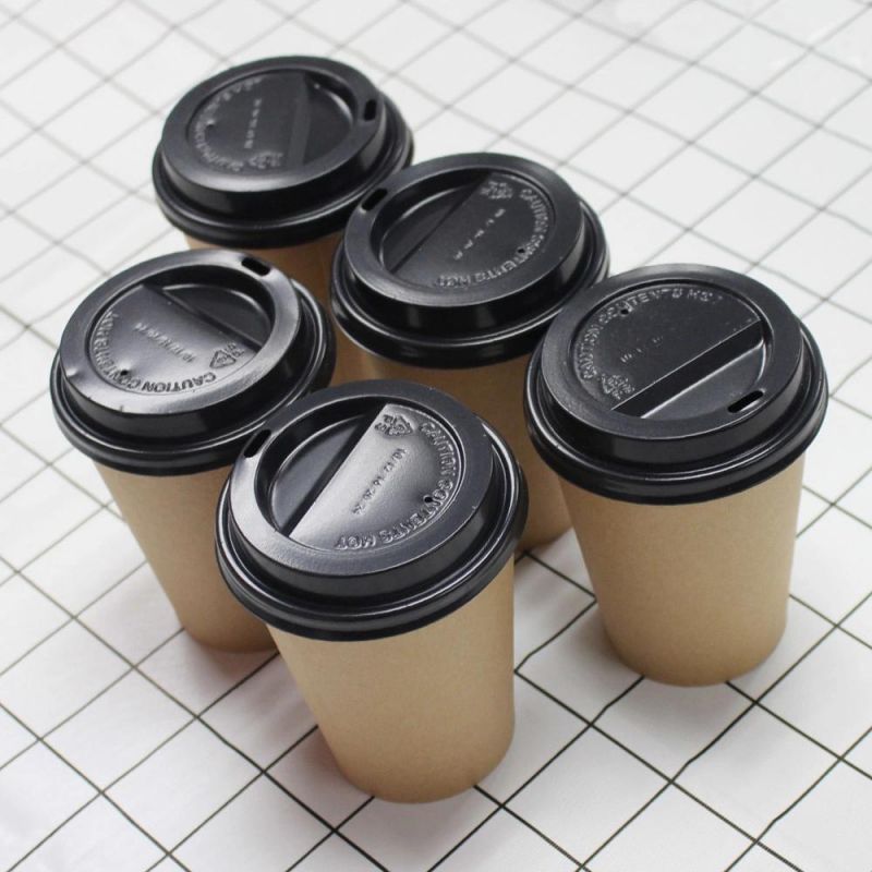 Disposable Bio Degradable Custom Logo Printed Take Away Single Wall Paper Coffee Cup with Sleeves and Lids