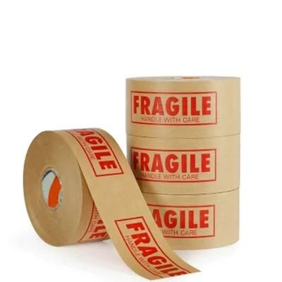 Water Activated Black Paper Packing Self Logo Tape Adhesive Tape Brown Fragile Kraft Tape