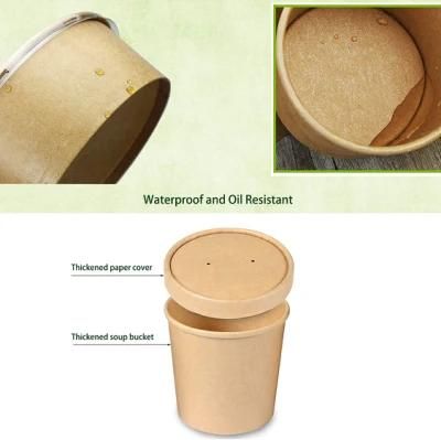 Eco-Friendly Custom Printed Logo Takeaway Soup Cup with Paper Lids Ice Cream Cups