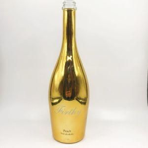 Custom Design Glass Electroplated Bottle Electroplated 750ml Golden Beverage Champagne Bottle for Sale