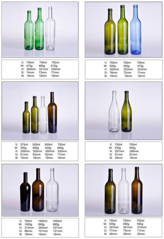 750ml Antique Green Clear Glass Wine Bottle with Cork Lid
