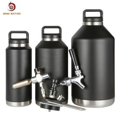 64oz Single Wall Beer Kit Black Amber Cap Growler