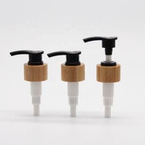 Eco-Friendly Ribbed Bamboo Soap Dispenser Cream Shampoo Bottle Wood Lotion Pump