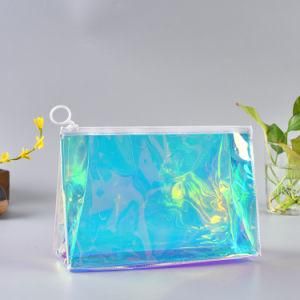 Fashion Customized Logo Clear Transpatent PVC Zipper Cosmetic Makeup Slider Bag Storage Bag