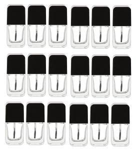 Wholesale 10ml Flat Round Transparent Glass Empty Nail Polish Bottle with Brush Cap