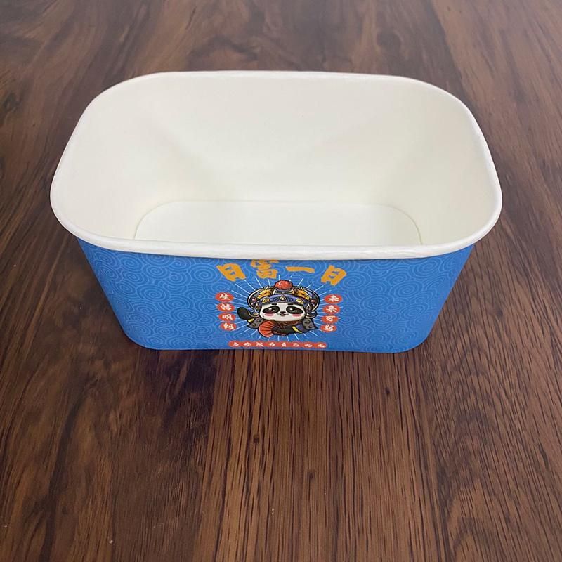 Large 1.4L White Rectan Paper Bowl Food Container Take Away for Poke