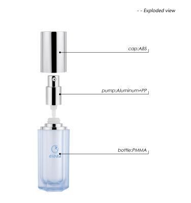 30ml 50ml Blue Acrylic Cosmetic Lotion Pump Bottle