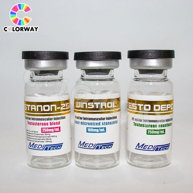 Custom Embossed Debossed Logo Printed Sterile Injection 2ml/5ml/20ml/30ml/50ml/10ml Steriod Brown Amber Transparent Clear Frosty Matte Plating Coated Glass Vial