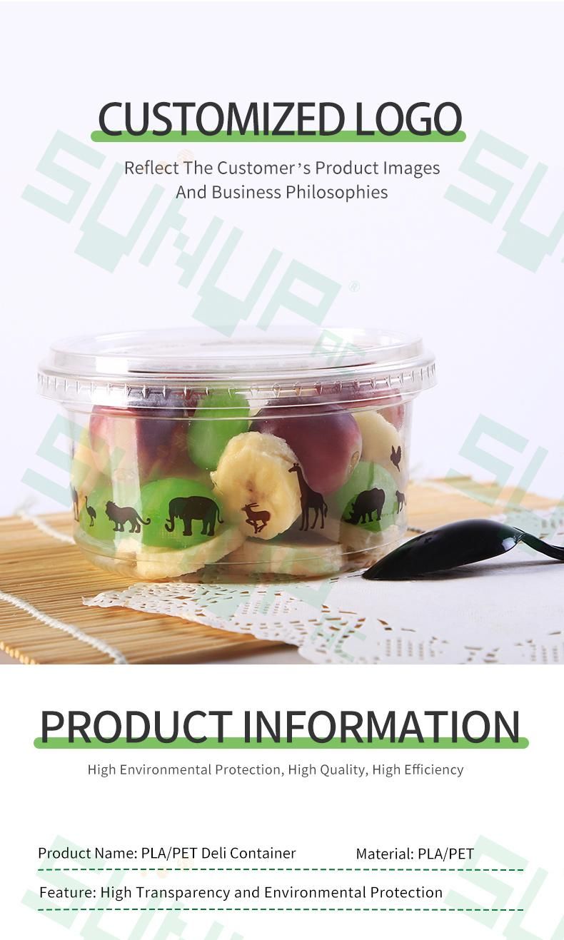 Disposable Custom Salad 16oz Pet Deli Container with Lid