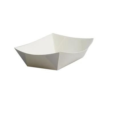 Custom Printing White Cardboard Fish Chips Packaging Tray Shape Paper Box with Lidless