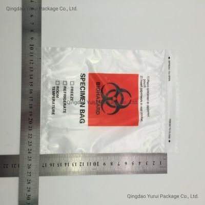 6X9&quot; Biohazard LDPE Lab Zip Lock Plastic Zipper Top Specimen Transport Bag with Extra Pocket