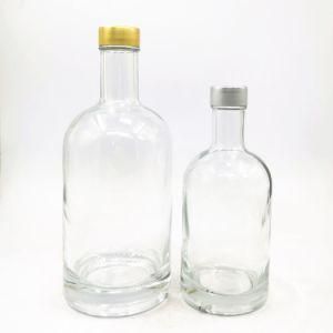 Empty High Flint Clear 375ml 500ml 750ml Absolute Vodka Gin Rum Alcohol Whiskey Glass Bottle Glass Liquor Bottle with Screw Metal Lid