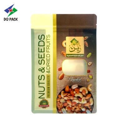 Customized Flat Bottom Bag Plastic Food Packaging Nuts Dried Fruit Sealing Zipper Bag with Window
