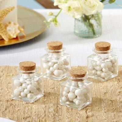 50ml Square Glass Favor Jar with Cork Stopper Petite Treat Glass Jar