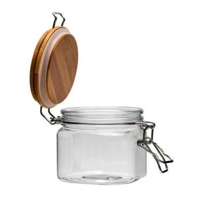 Plastic Cosmetic Cream Jar with Bamboo Lid