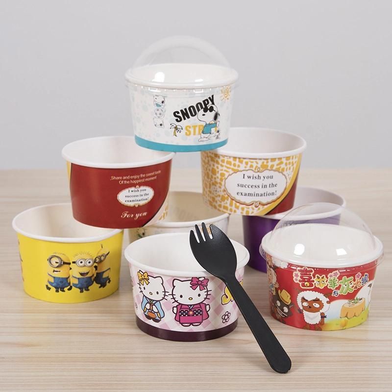 Custom Ice Cream Packaging Bowl Paper Ice Cream Container Icecream Cup with Lid