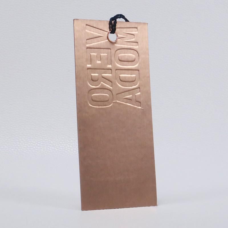 Luxury Design 1mm Embossed Rose Gold Paper Hang Tag for Famous Brand