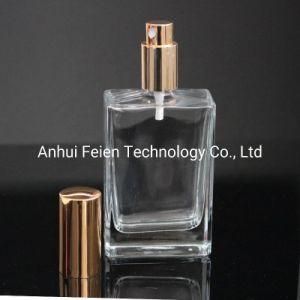 Luxury 30ml 50ml 100ml Clear Empty Square Rectangular Perfume Spray Bottle for Cosmetic Packaging