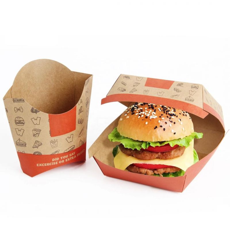 Custom Logo Printing Food Take Away Food Grade Brown Kraft Paper Lunch Box Chicken Packaging Box