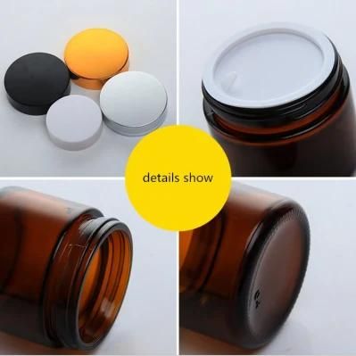 2 Oz 50g Round Amber Glass Jar Straight Sided Cream Jars W/Plastic Lid Cap &amp; Inner Liner Empty Cosmetic Containers