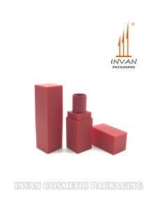 Luxury Square Soft Rubber Coating Red Matte Lipstick Tube for Makeup