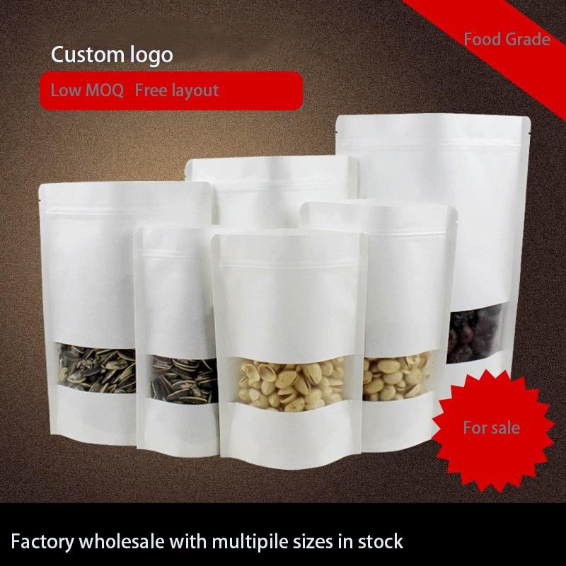 Custommized Ziplock Resealable Brown Kraft Paper Zipper Coffee Tea Snack Paper Pouch Packaging Bags Stand up Pouch